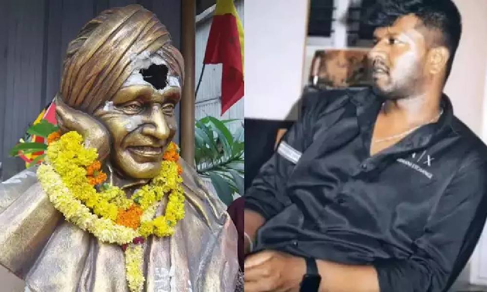 shivakumara swamiji bust vandalism