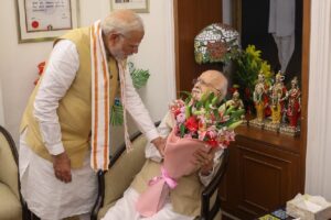 PM Modi meets BJP leader LK Advani on his 97th birthday